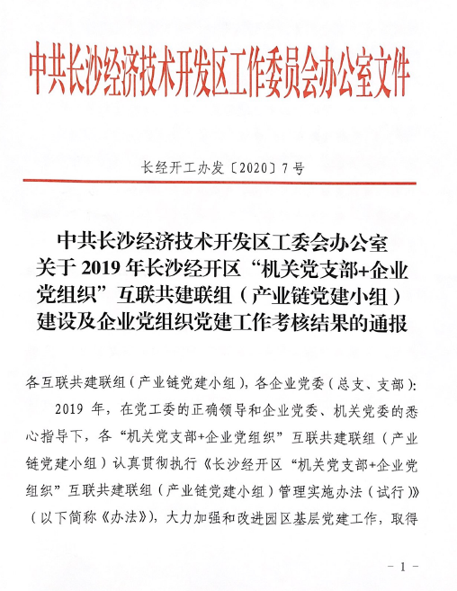 打造混合所有制企业党建标杆 ——PA视讯平台党委获评2019年长沙经开区企业党组织党建工作考核“优秀”等