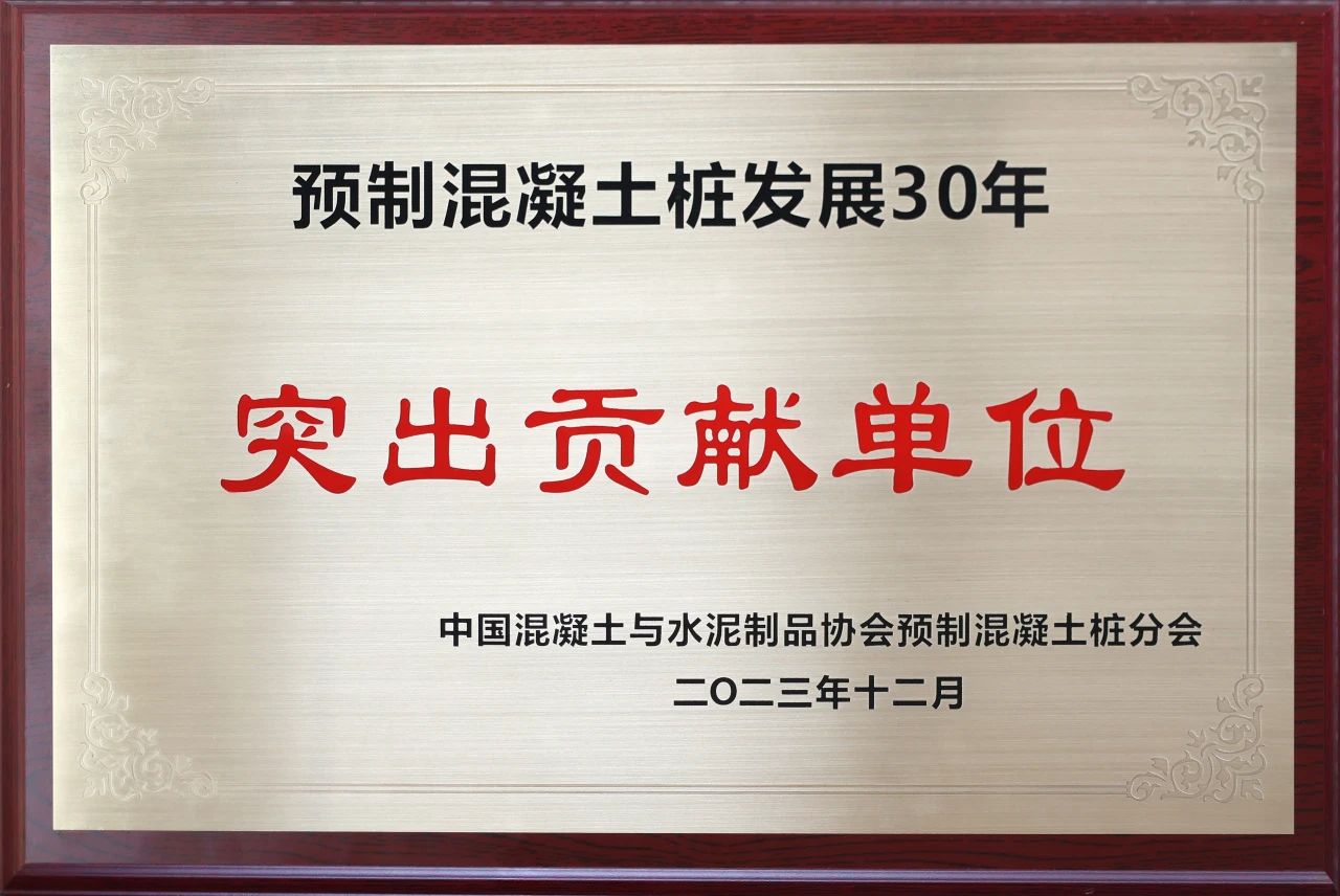 PA视讯平台获评预制混凝土桩行业发展30年“突出贡献单位”
